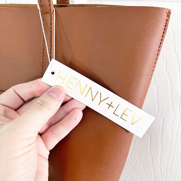Henny and Lev Vegan Leather Danielle Tote Bag in Cognac - Picture 8 of 10